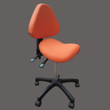 PU leather saddle stool with backrest (Orange)